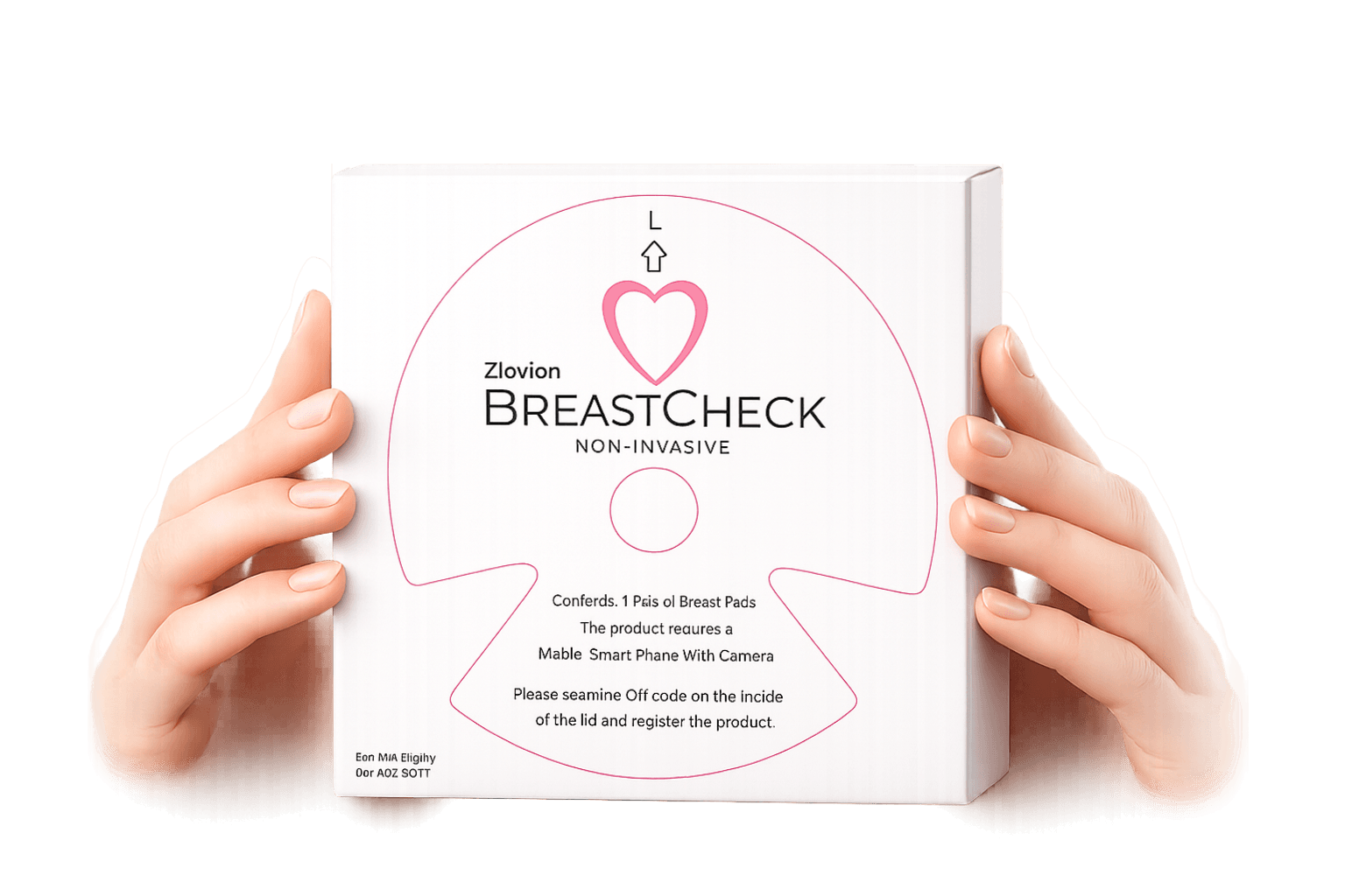 A Davion BreastCheck kit box held in two hands