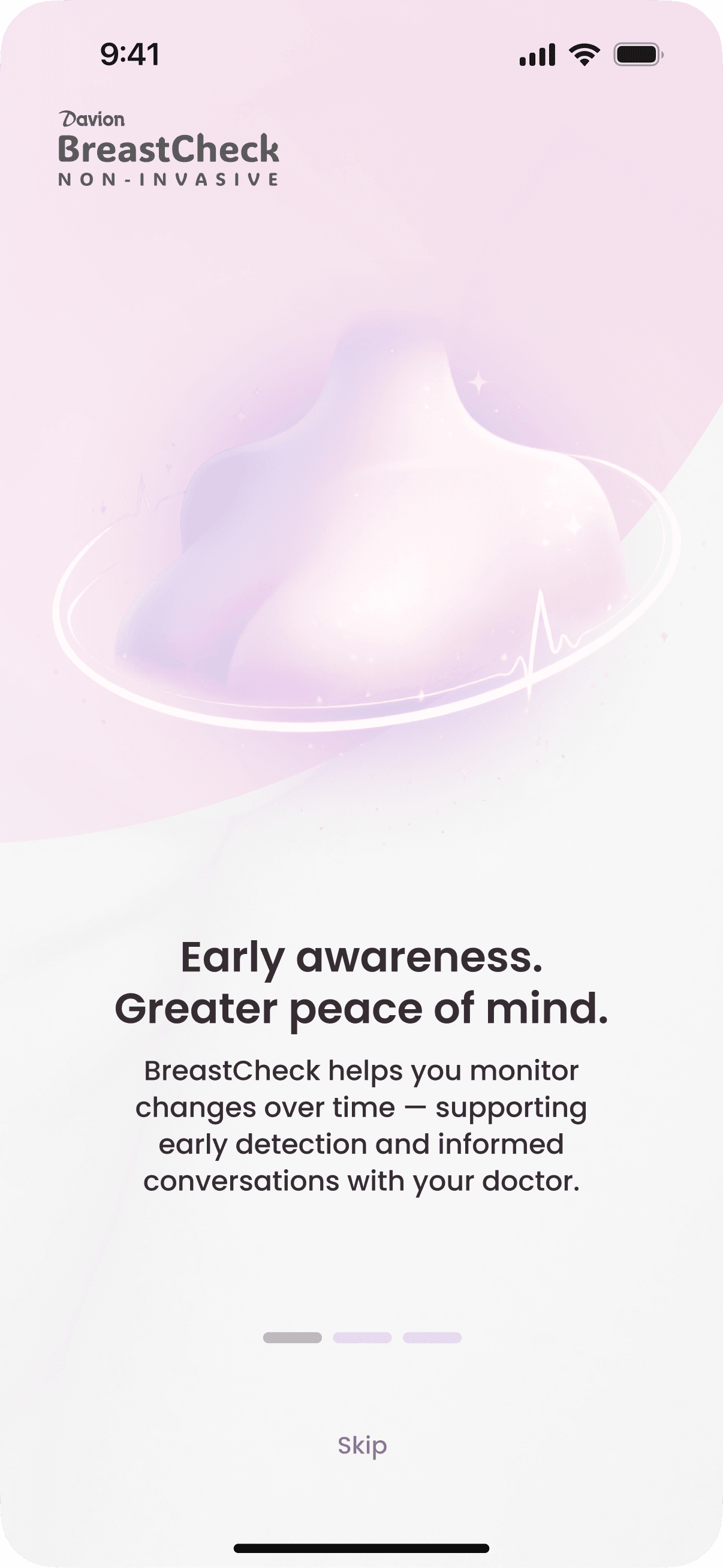 The Davion app showing an early-awareness summary with a scan result ready to review