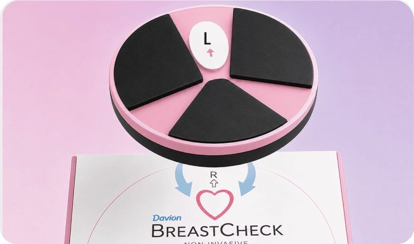 The thermal pads on their tray above an open BreastCheck box